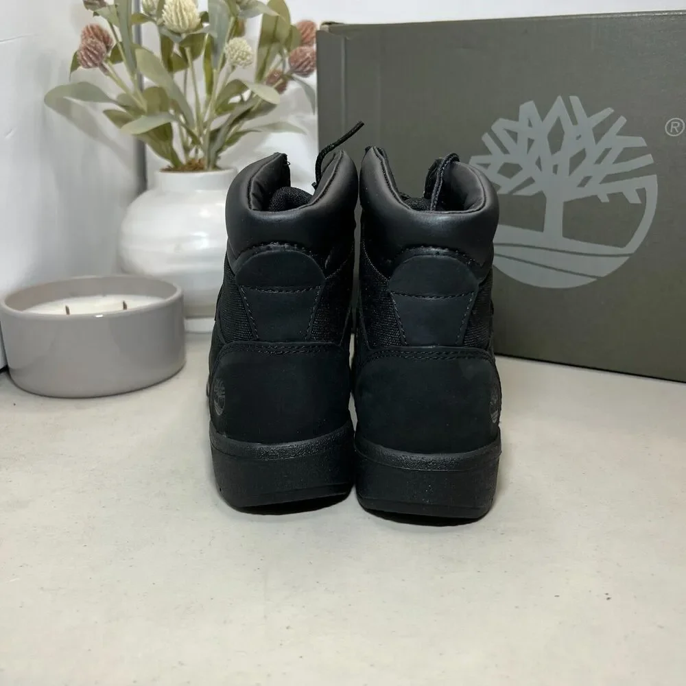 Timberland Field 6-Inch Hiking Boot Black Nubuck 44990/A6098 Boys US 3.5 NWB